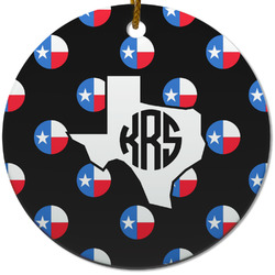 Texas Polka Dots Round Ceramic Ornament w/ Monogram