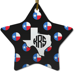 Texas Polka Dots Star Ceramic Ornament w/ Monogram