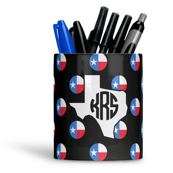 Custom Texas Polka Dots Ceramic Pen Holder