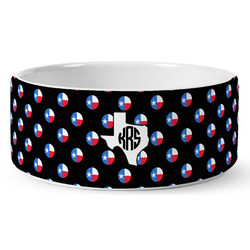 Texas Polka Dots Ceramic Dog Bowl (Personalized)