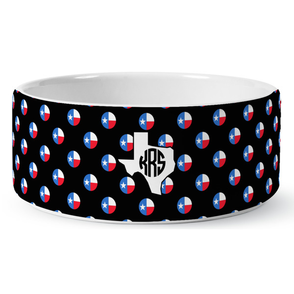 Custom Texas Polka Dots Ceramic Dog Bowl - Large (Personalized)