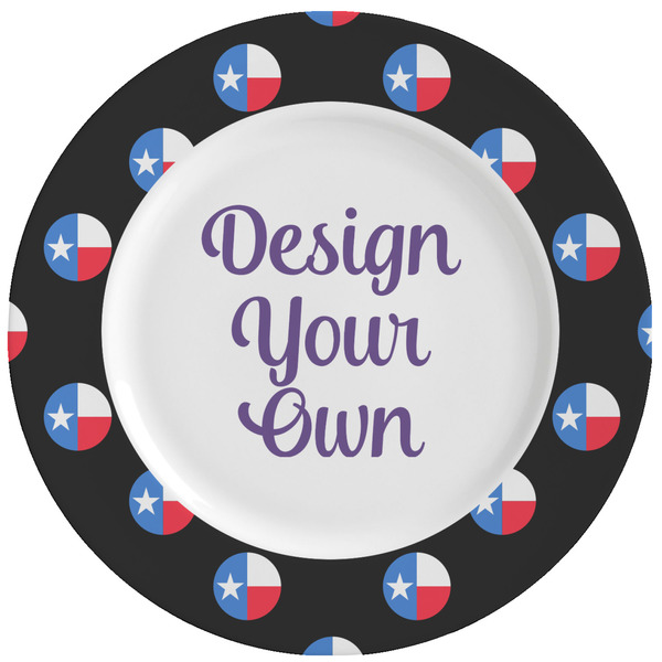 Custom Texas Polka Dots Ceramic Dinner Plates (Set of 4) (Personalized)