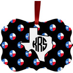 Texas Polka Dots Metal Frame Ornament - Double Sided w/ Monogram