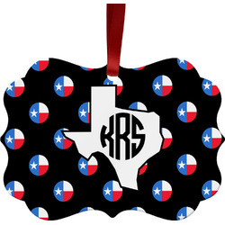 Texas Polka Dots Metal Frame Ornament - Double Sided w/ Monogram
