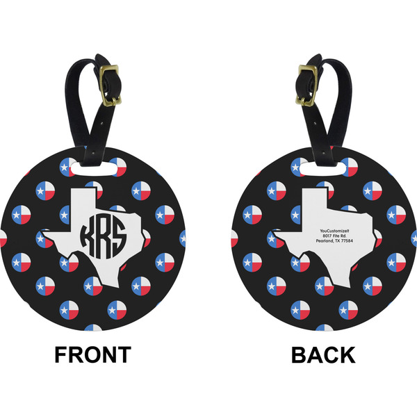 Texas Polka Dots Circle Luggage Tag (Front + Back)