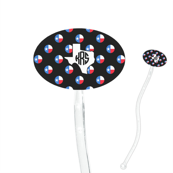 Custom Texas Polka Dots 7" Oval Plastic Stir Sticks - Clear (Personalized)