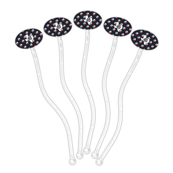 Texas Polka Dots Clear Plastic 7" Stir Stick - Oval - Fan