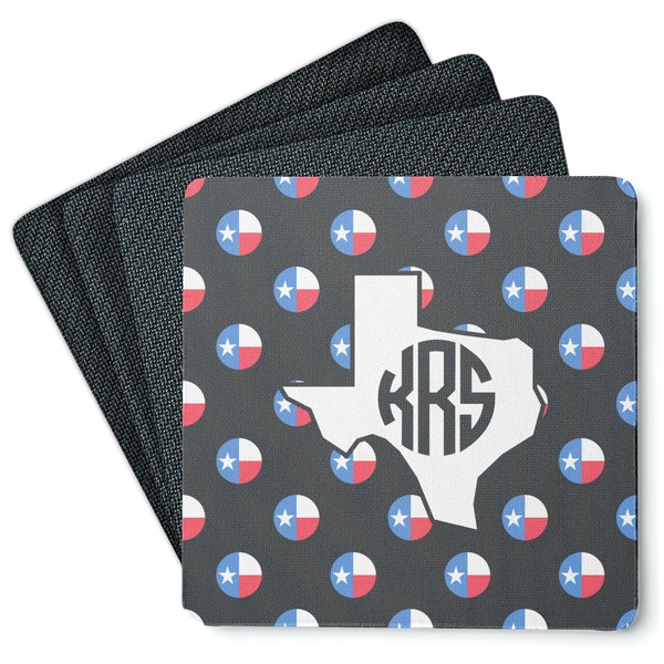 Custom Texas Polka Dots Square Rubber Backed Coasters - Set of 4 (Personalized)