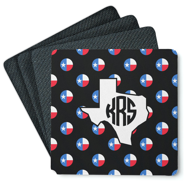 Custom Texas Polka Dots Square Rubber Backed Coasters - Set of 4 (Personalized)