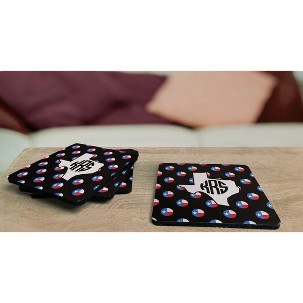 Texas Polka Dots Coaster Rubber Back - On Coffee Table