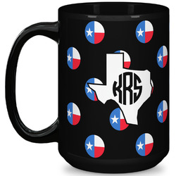 Texas Polka Dots 15 Oz Coffee Mug - Black (Personalized)