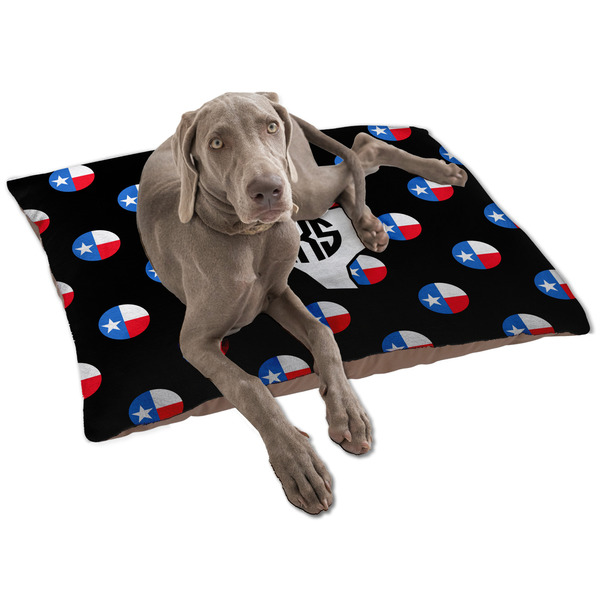 Custom Texas Polka Dots Dog Bed - Large w/ Monogram