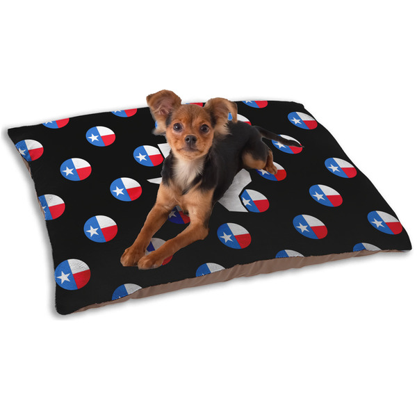 Custom Texas Polka Dots Dog Bed - Small w/ Monogram