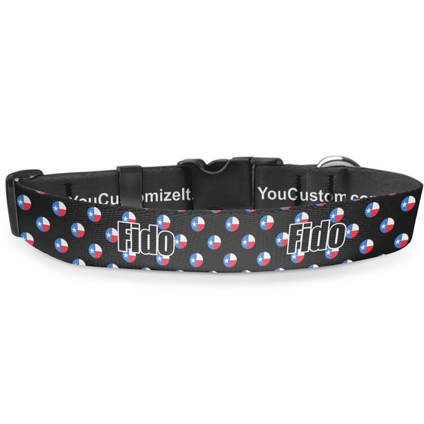 Custom Texas Polka Dots Deluxe Dog Collar - Extra Large (16" to 27") (Personalized)