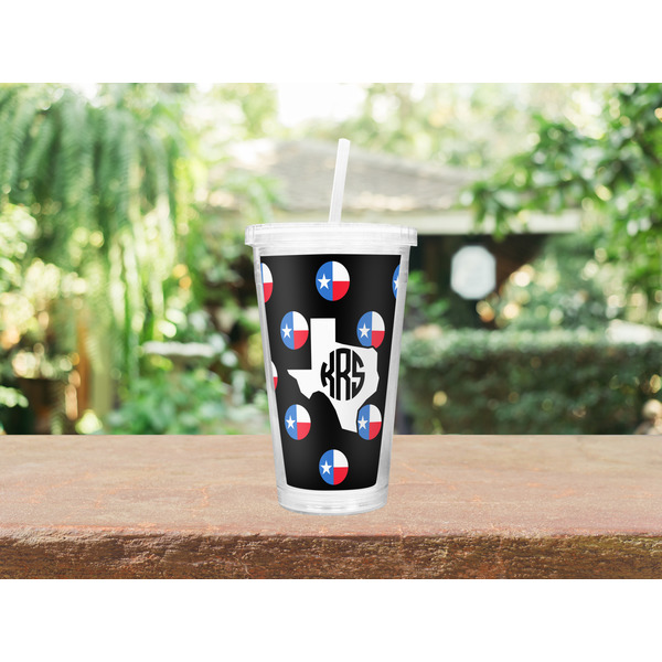 Texas Polka Dots Double Wall Tumbler with Straw Lifestyle