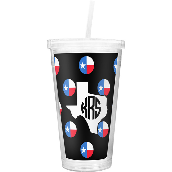 Custom Texas Polka Dots Double Wall Tumbler with Straw (Personalized)