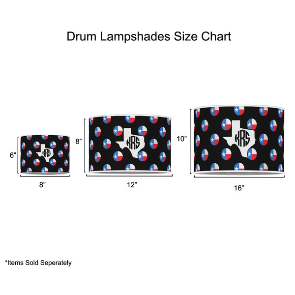 Texas Polka Dots Drum Lampshades - Sizing Chart