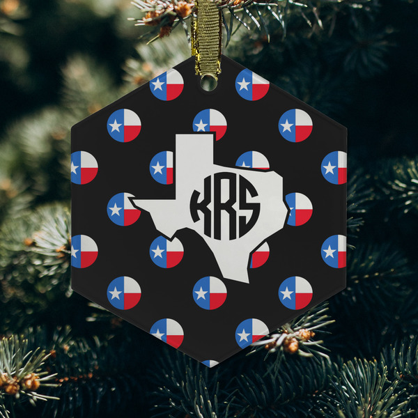 Texas Polka Dots Frosted Glass Ornament - Hexagon (Lifestyle)