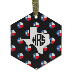 Texas Polka Dots Flat Glass Ornament - Hexagon w/ Monogram