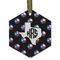Texas Polka Dots Flat Glass Ornament - Hexagon w/ Monogram
