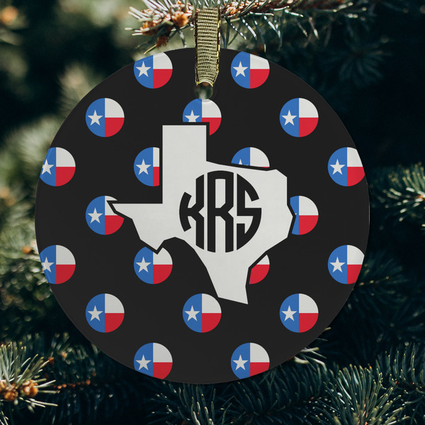Texas Polka Dots Frosted Glass Ornament - Round (Lifestyle)