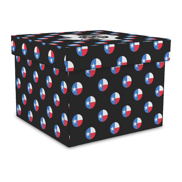 Custom Texas Polka Dots Gift Box with Lid - Canvas Wrapped - Large (Personalized)