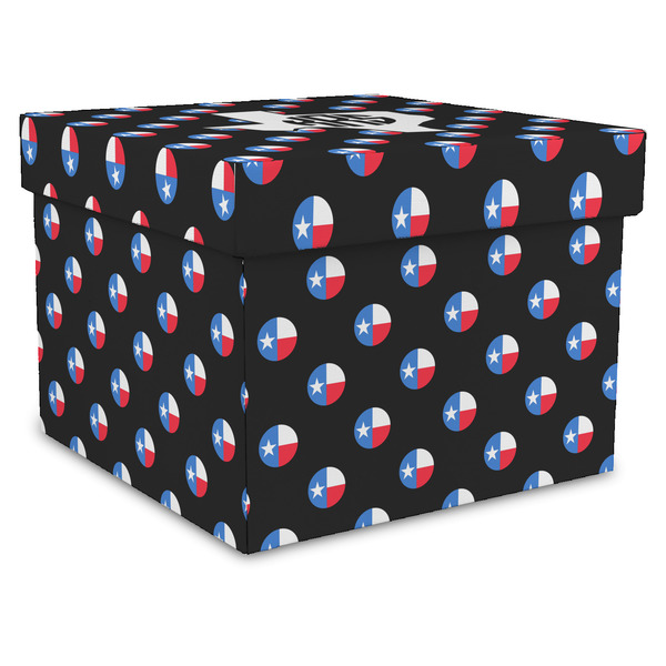 Custom Texas Polka Dots Gift Box with Lid - Canvas Wrapped - X-Large (Personalized)