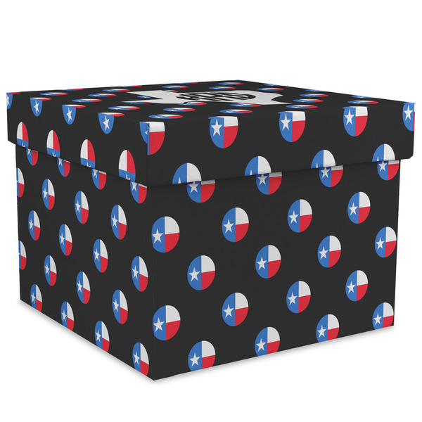 Custom Texas Polka Dots Gift Box with Lid - Canvas Wrapped - XX-Large (Personalized)