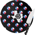Texas Polka Dots Round Glass Cutting Board (Personalized)