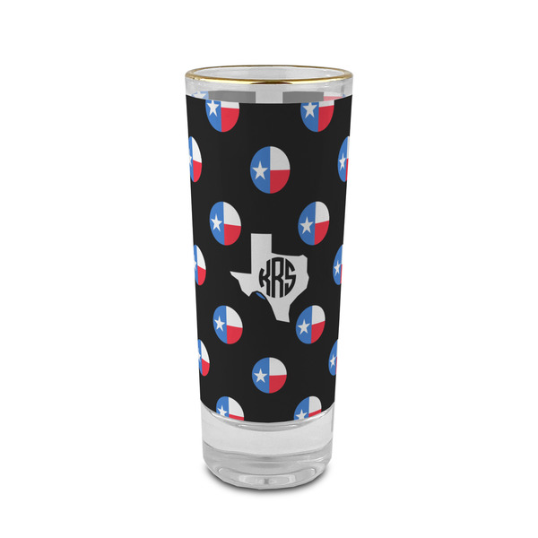 Custom Texas Polka Dots 2 oz Shot Glass - Glass with Gold Rim (Personalized)