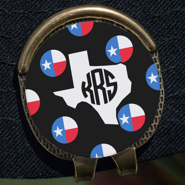 Texas Polka Dots Golf Ball Marker Hat Clip - Gold - Close Up