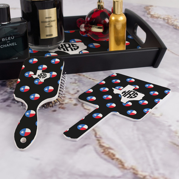 Texas Polka Dots Hair Brush and Hand Mirror - Bathroom Scene