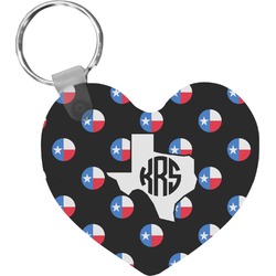 Texas Polka Dots Heart Plastic Keychain w/ Monogram