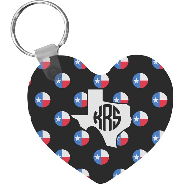 Custom Texas Polka Dots Heart Plastic Keychain w/ Monogram