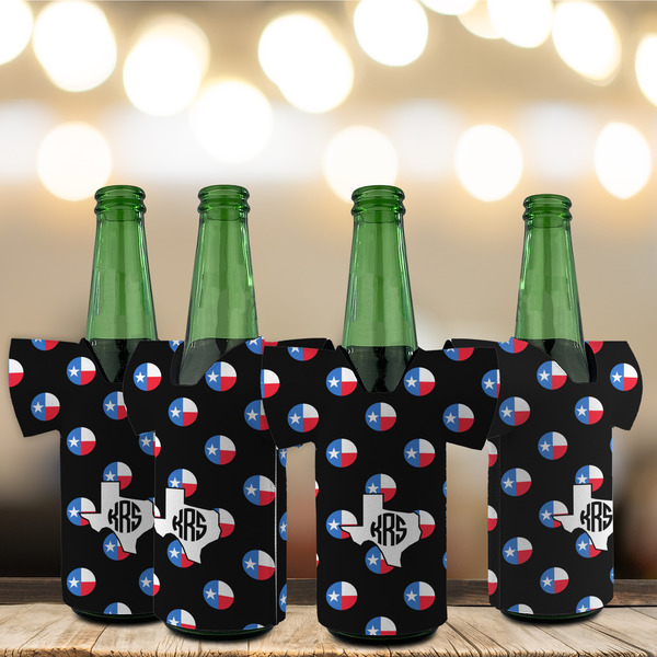 Texas Polka Dots Jersey Bottle Cooler - Set of 4 - LIFESTYLE