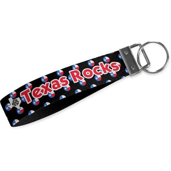 Custom Texas Polka Dots Wristlet Webbing Keychain Fob (Personalized)