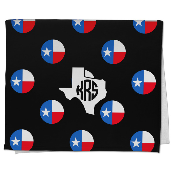 Custom Texas Polka Dots Kitchen Towel - Poly Cotton w/ Monograms