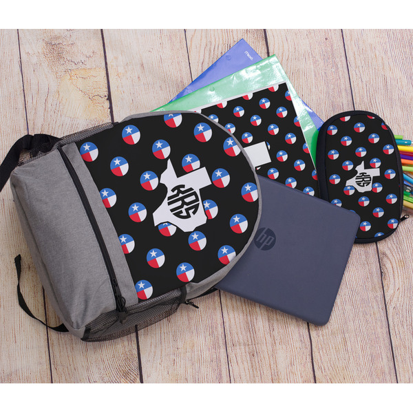 Texas Polka Dots Large Backpack - Gray - With Stuff