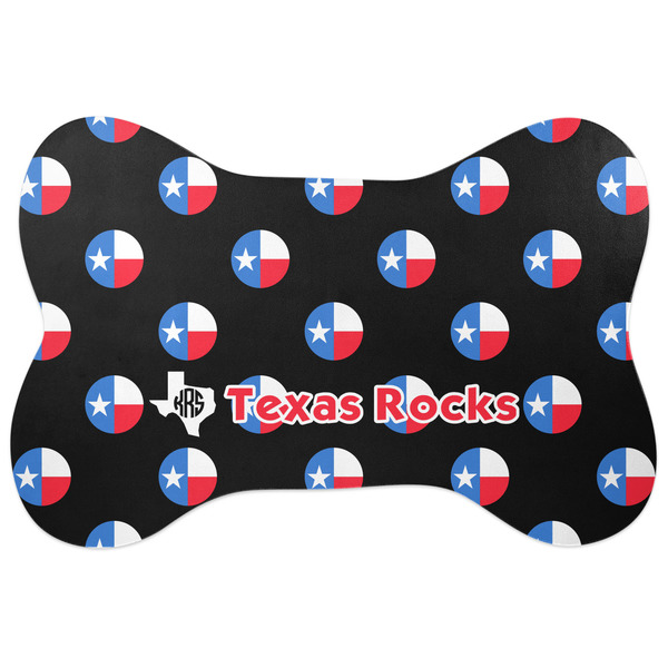 Custom Texas Polka Dots Bone Shaped Dog Food Mat (Large) (Personalized)
