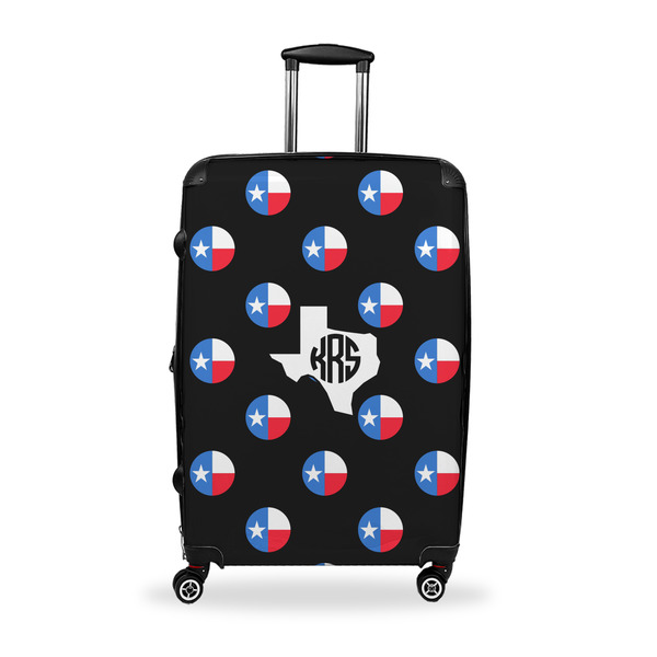 Custom Texas Polka Dots Suitcase - 28" Large - Checked w/ Monogram