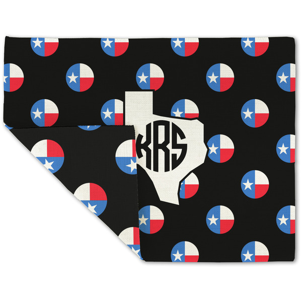 Custom Texas Polka Dots Double-Sided Linen Placemat - Single w/ Monogram