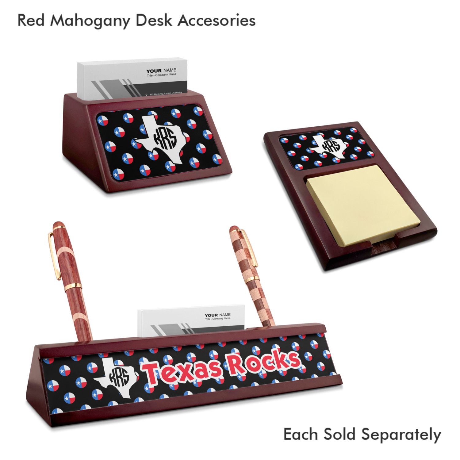 Texas Polka Dots Red Mahogany Sticky Note Holder Personalized