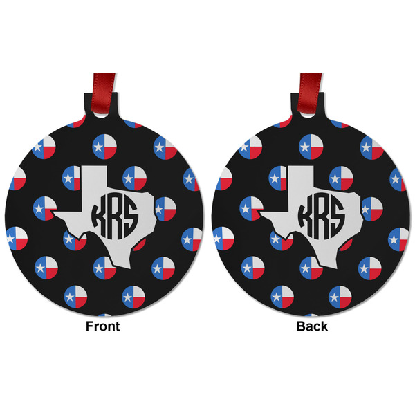 Texas Polka Dots Metal Ball Ornament - Front and Back