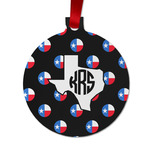 Texas Polka Dots Metal Ball Ornament - Double Sided w/ Monogram