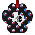 Texas Polka Dots Metal Paw Ornament - Double Sided w/ Monogram
