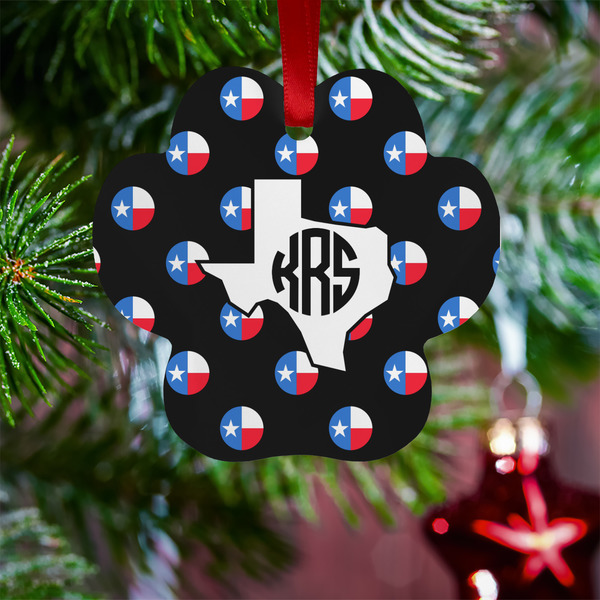 Texas Polka Dots Metal Paw Ornament - Lifestyle