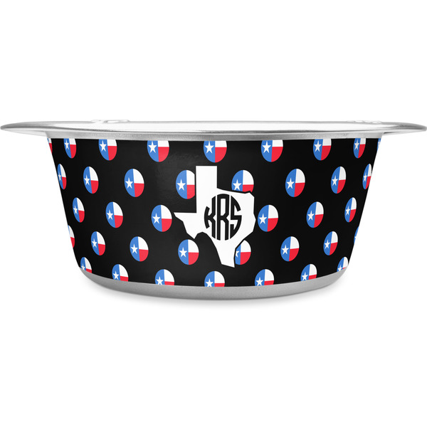 Custom Texas Polka Dots Stainless Steel Dog Bowl - Large (Personalized)