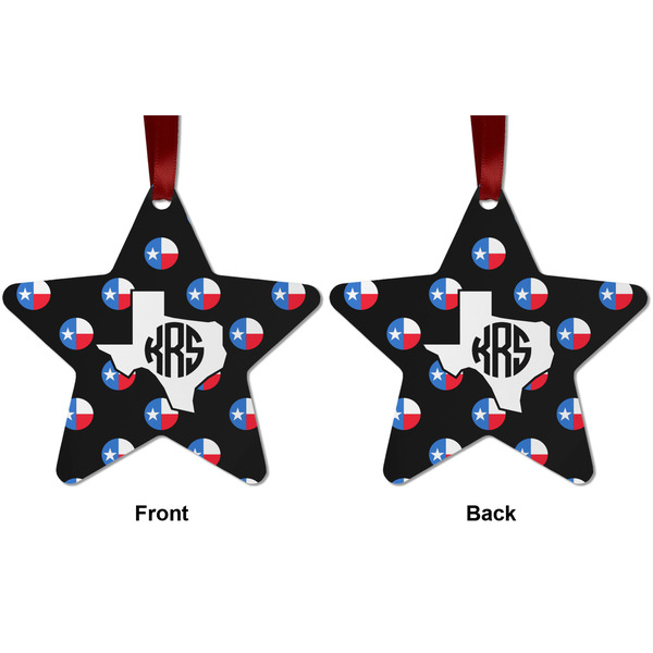 Texas Polka Dots Metal Star Ornament - Front and Back