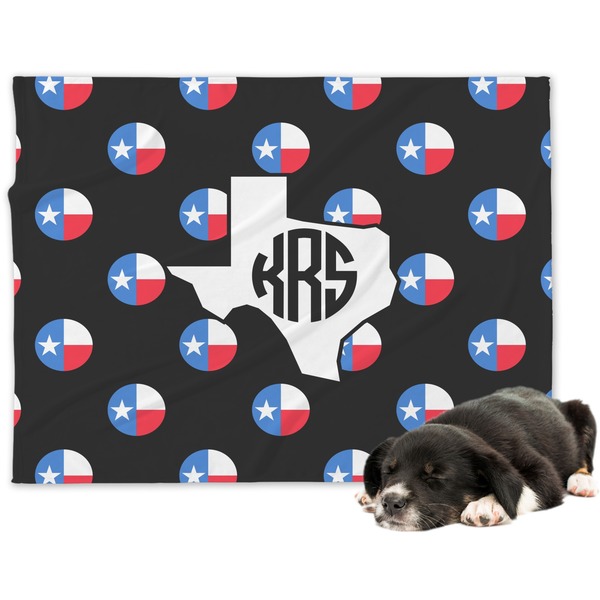 Custom Texas Polka Dots Dog Blanket - Large (Personalized)