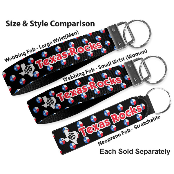 Texas Polka Dots Multiple Key Ring comparison sizes